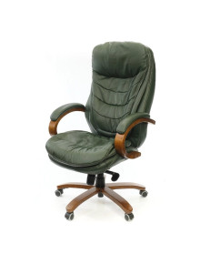 Кресло АКЛАС Валенсия Soft EX MB Зеленый (Кожа Lux LC-green)